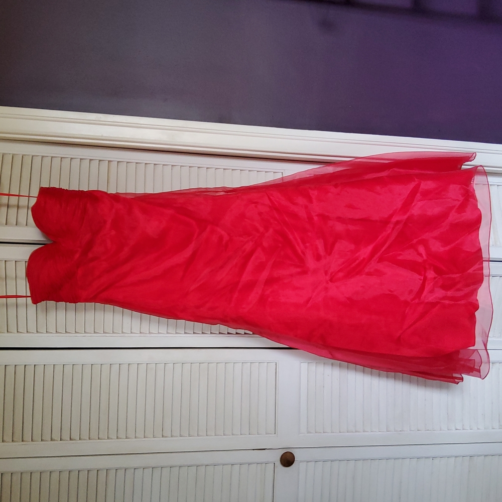 Bright red prom dress altered